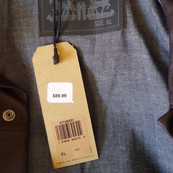 Levis Faux Leather Trucker Jacket Chocolate Brown - Picture 4 of 4